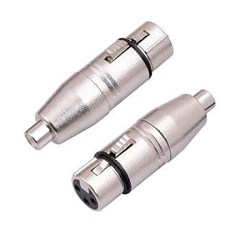 2Pack XLR Female to RCA Female Adapter Converter, Gender Changer Audio Coupler Connectors for Mixer, Recorder, Amplifier