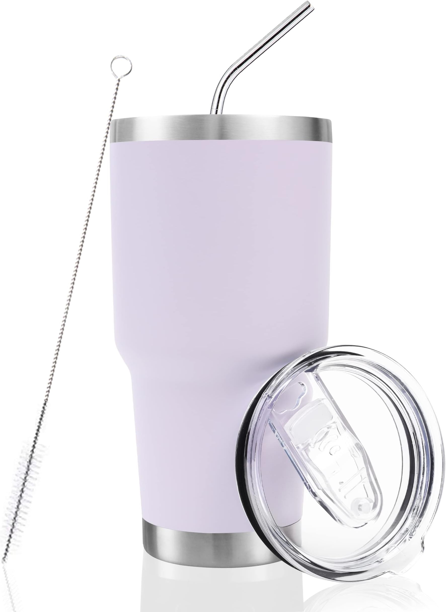 Toopify 30 oz Stainless Steel Insulated Tumbler Travel Mug with Straw Slider Lid, Cleaning Brush, Double Wall Vacuum