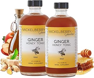 Mickelberry Gardens Immune Support Ginger Honey Tonic – Organic Ginger Shots & Syrup for Immunity Boost, Digestive Health, and Wellness – 8 Oz (Pack of 2)