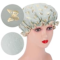 Vista 12 de Tbestmax Gorros de ducha para mujeres y niñas de larga duración, reutilizables, impermeables, gorro de baño, doble capa impermeable, 4