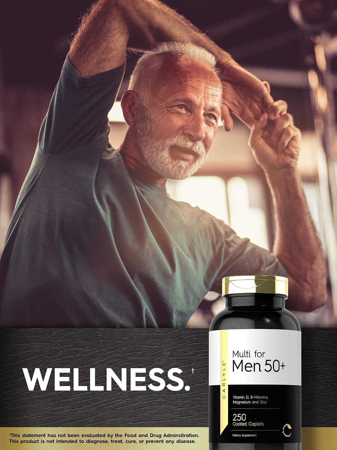 Carlyle Multivitamin for Men 50 and Over | 250 Count | with B Vitamins, Vitamin D, Magnesium & Zinc | Gluten Free Supplement