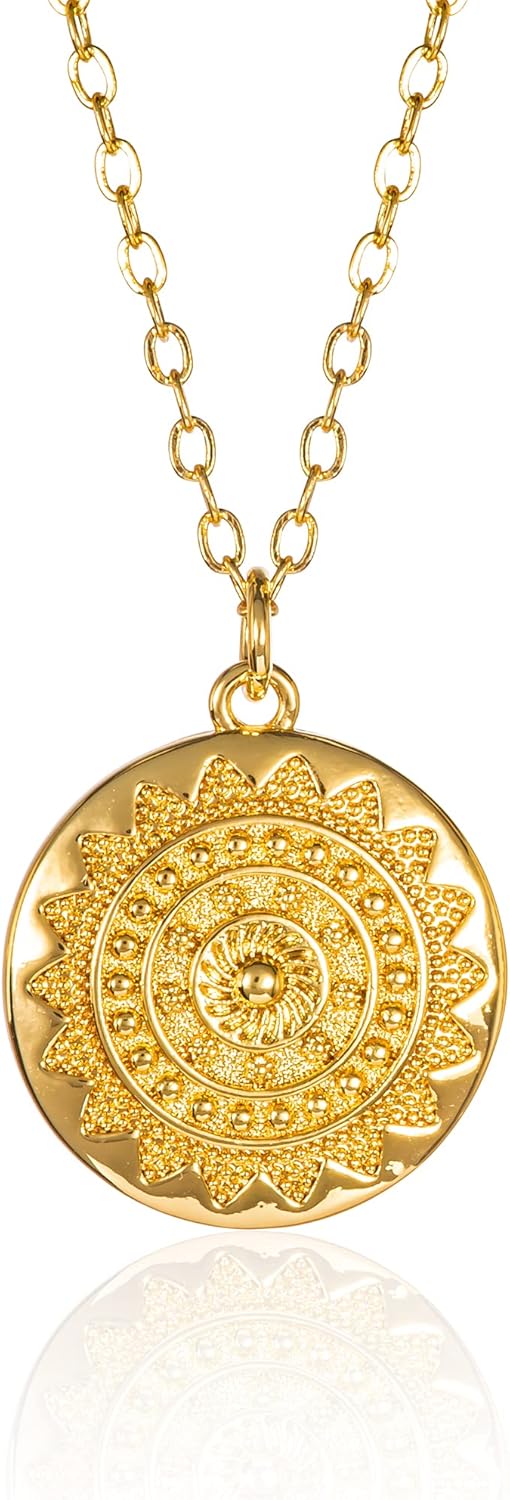ZAVANA Collana con mandala a disco rotondo, collana con ciondolo mandala da donna, collana per donne e ragazze, gioielli da donna con sacchetto regalo