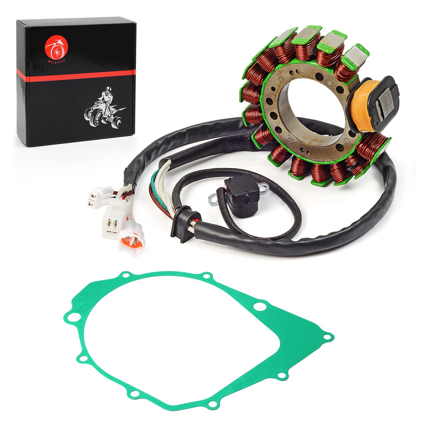 Stator with Gasket Compatible with Yamaha Warrior 350 YFM350 1996-2001 Big Bear 350 1995-1997 Kodiak 400 1993-1998 3HN-85510-10-00 3GD-15451-00-00