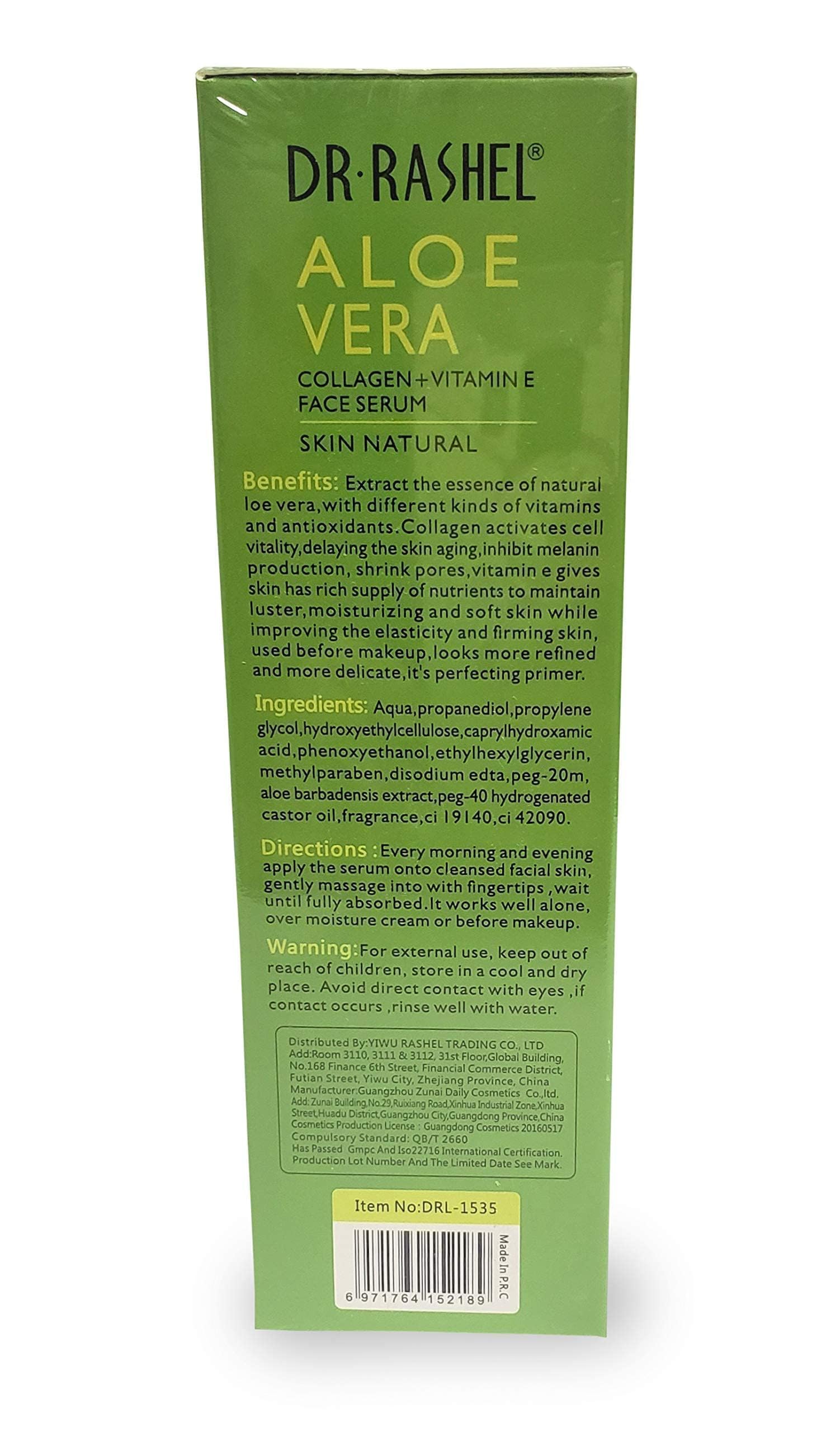 DR.RASHEL Dr. Rashel Sérum Visage Avec Aloe Vera, Collagène Et Vitamine E | Anti-rides, Adoucit Et Hydrate La Peau Instantanément, Mesure 1.69 Oz