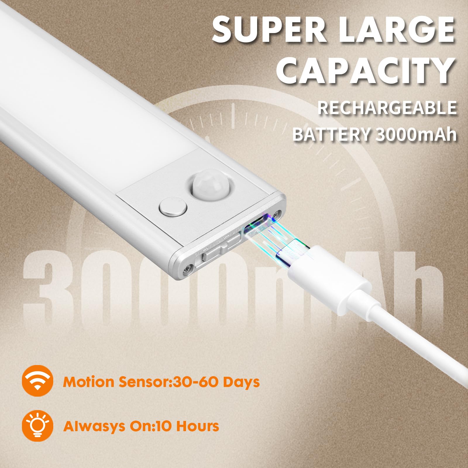 148 LED 15.7 Inch Under Cabinet Lighting Wireless,3 Color Temperatures Dimmable Closet Lights Motion Sensored,3000mAh Battery Closet Lights,Lights for Under Cabinets in Kitchen,Wardrobe,Stairs