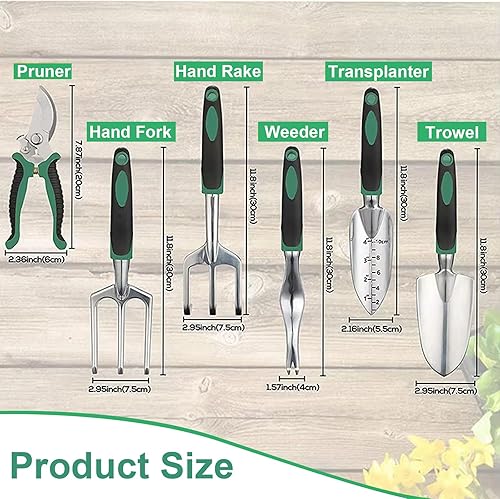 Miniatura 3 de Juego de herramientas de jardín, 11 piezas, herramientas manuales de jardinería de acero inoxidable resistente, suministros de jardín con