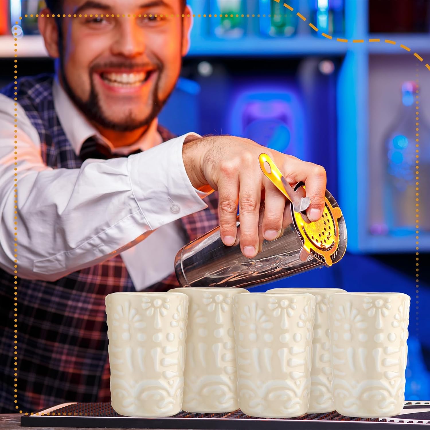 Roshtia 6 Pcs Mexican Tequila Shot Glasses Set 2 oz Talavera Shot Glasses Handmade Ceramic Cups with White Decoration Mexican Pottery Gift Mugs for Tequila Lover Bachelorette Party(White) - Image 6