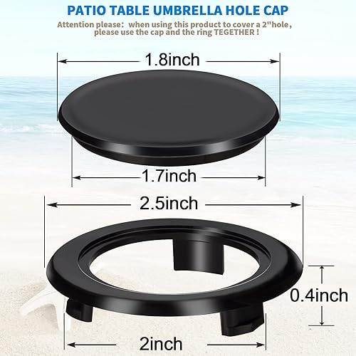 Miniatura 3 de PAGOW Cuña de cono de paraguas, soporte de base para sombrilla, enchufe de anillo de agujero de mesa de patio de 1.5 pulgadas para apertura de