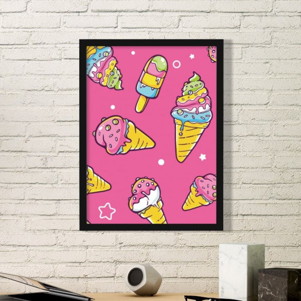 Cadre en bois noir premium avec illustration artistique d'art moderne pop