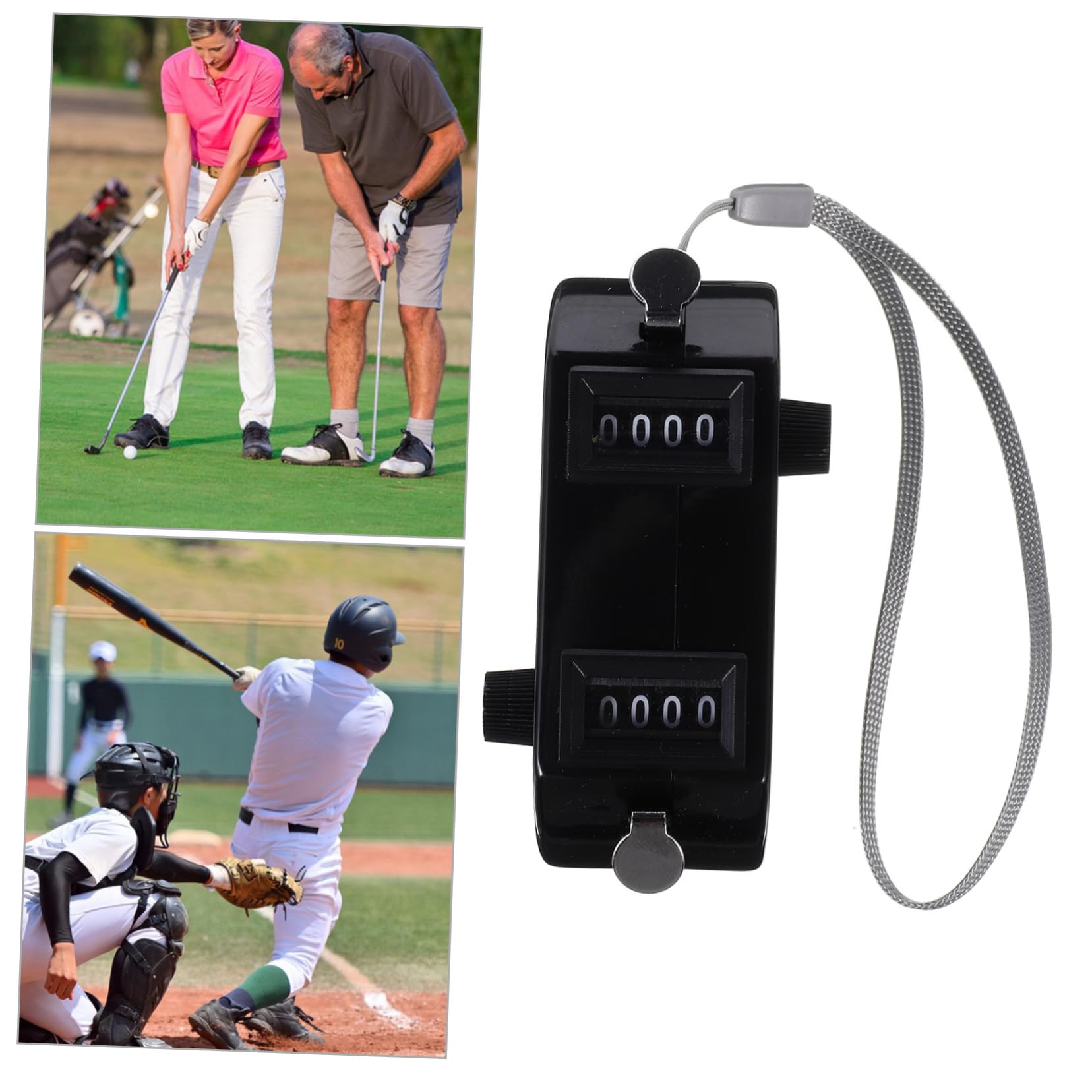 Contador de mano doble con dos funciones de conteo, clicker mecánico portátil para béisbol, golf y eventos deportivos, compacto, duradero, números legibles, negro