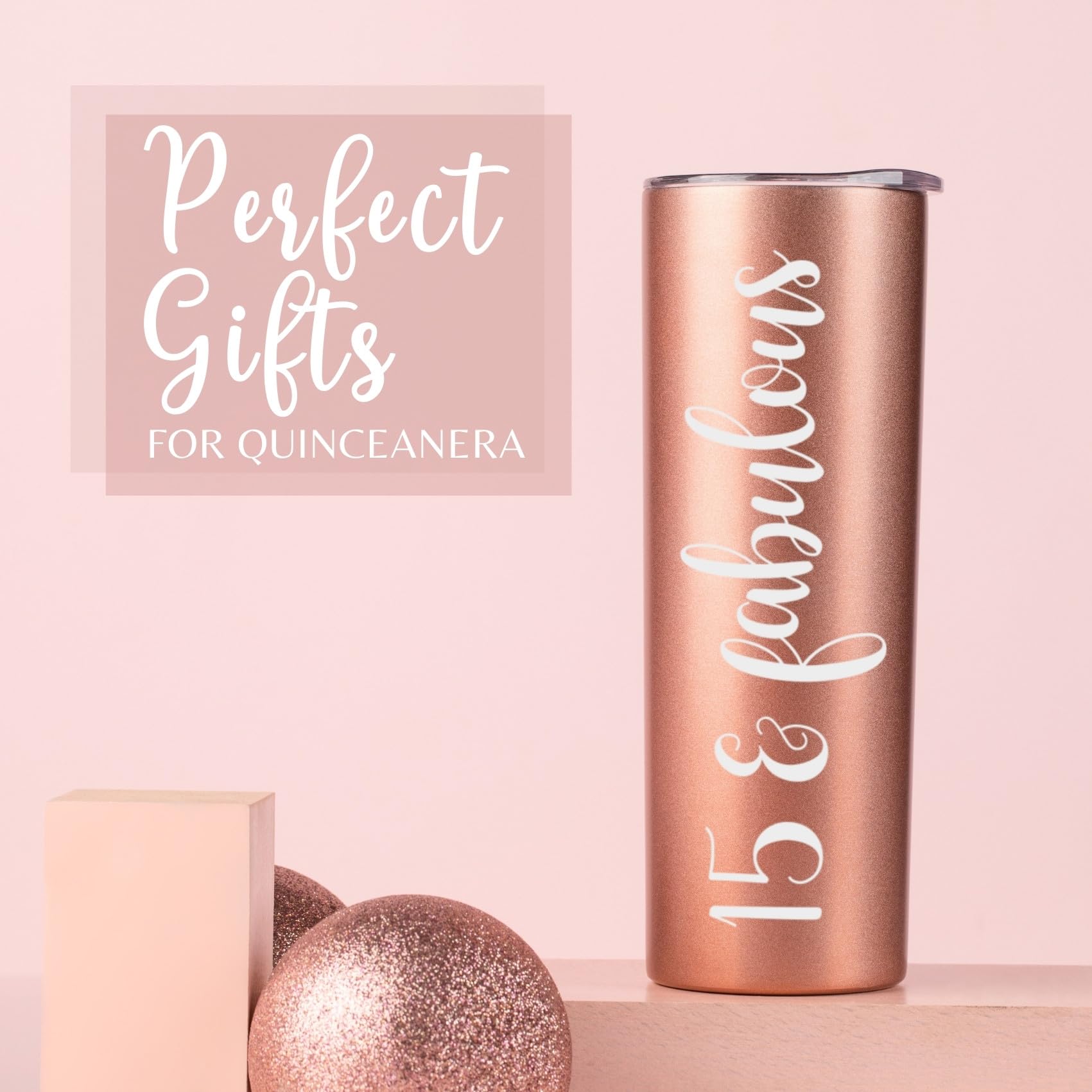 Onebttl Quinceanera Gifts, 15 Year Old Girl Gifts for Birthday, 15th Birthday Gifts for Girls, Female, Her - 20oz/590ml Stainless Steel Insulated Tumbler