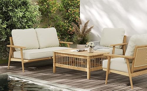 Linstock Outdoor Deep Seat Cushions For Patio Sectional Sofa, Breathable Water-Resistant Soft Cushion With Back Cushion For Patio Furniture, Cushions Size 24 X 24 X 5 Inch (Beige) #TOP3