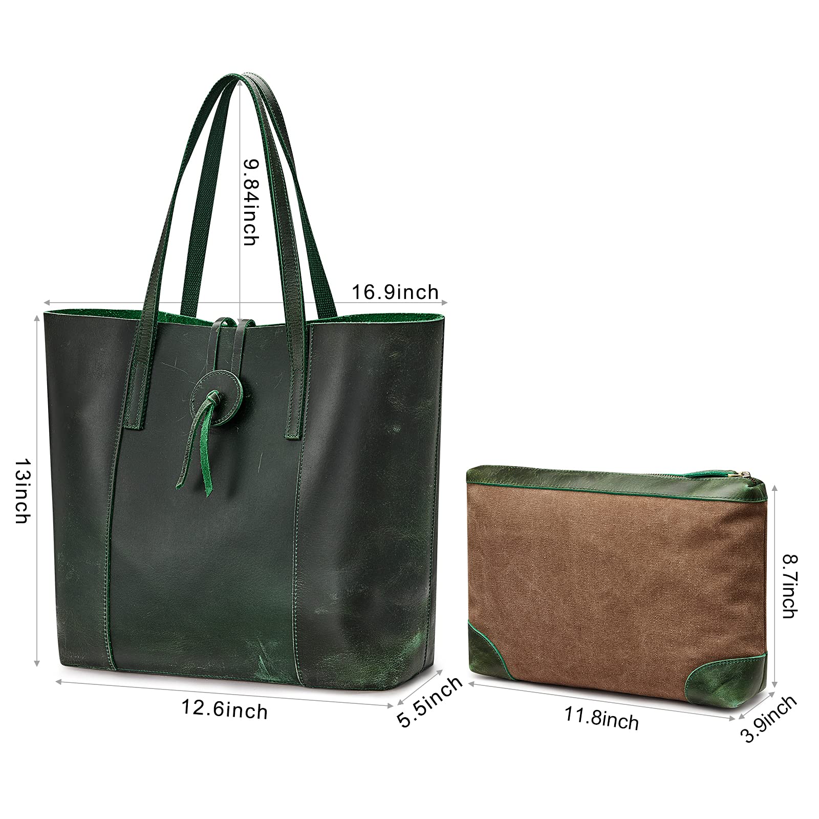 S-ZONE Vintage Genuine Leather Tote Bag for Women Large Shoulder Purse Handbag