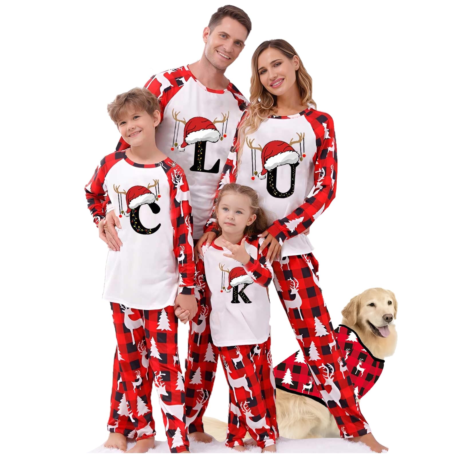 Yinguo Family Christmas Pyjamas Set Mens Womens Letter Printed Xmas Matching Pyjama Kids C...