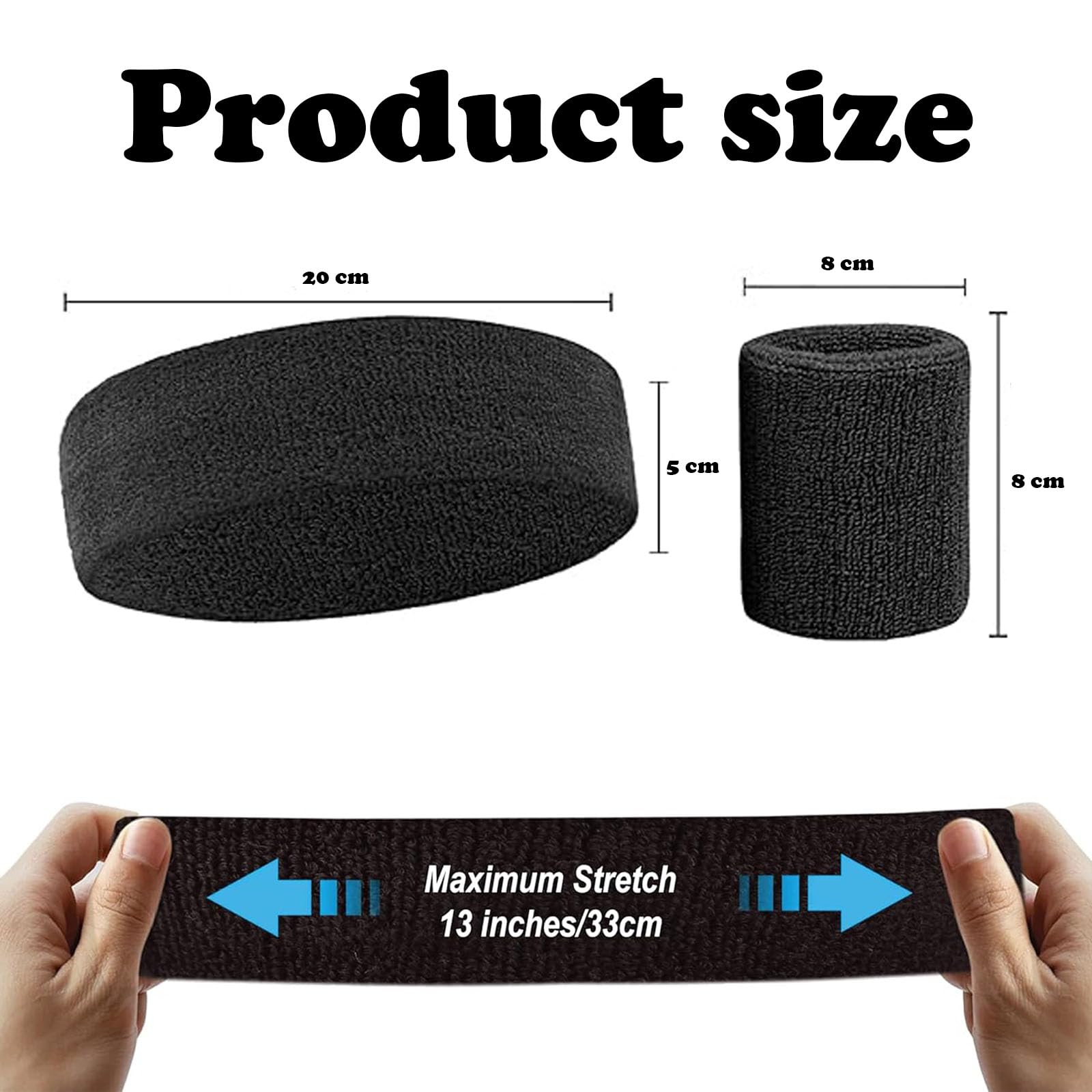 Sweat Bands, 2 Wristbands And 3 Sweat Headband, Elastic Non Slip Sweatbands for Men Valentine's Day Gift - Image 2