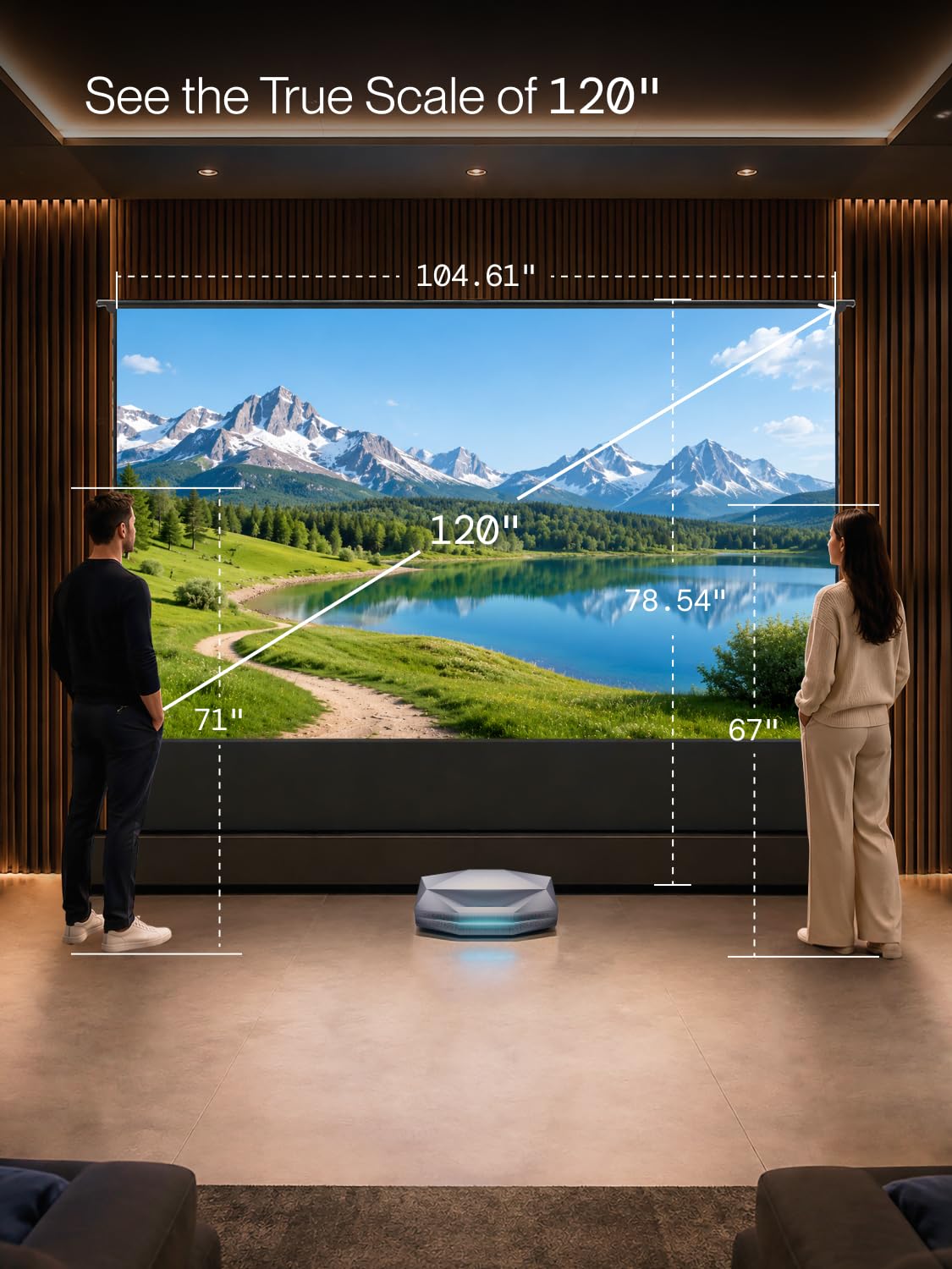 AWOL VISION ALR-F230C Écran de projection motorisé ALR pour projecteur à ultra courte portée, écran de projection pour home cinéma, 4K/8K Ultra HD, 95 % de rejet de la lumière ambiante
