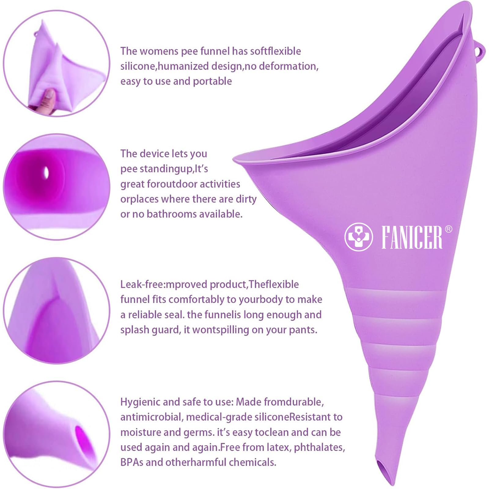 Orinatoio Portatile Donna In Silicone - Riutilizzabile, Per Viaggi, Campeggio E Attività All'Aperto - Foto 8