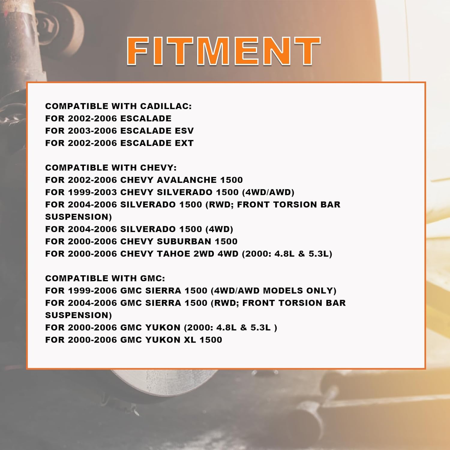 12pc Set Front Upper Control Arms for Cadillac Escalade ESV 2002-2006, Escalade EXT 2002-2006, Chevy Avalanche 1500, Suburban 1500 Silverado 1500 Tahoe GMC Sierra 1500 Yukon Yukon XL 1500