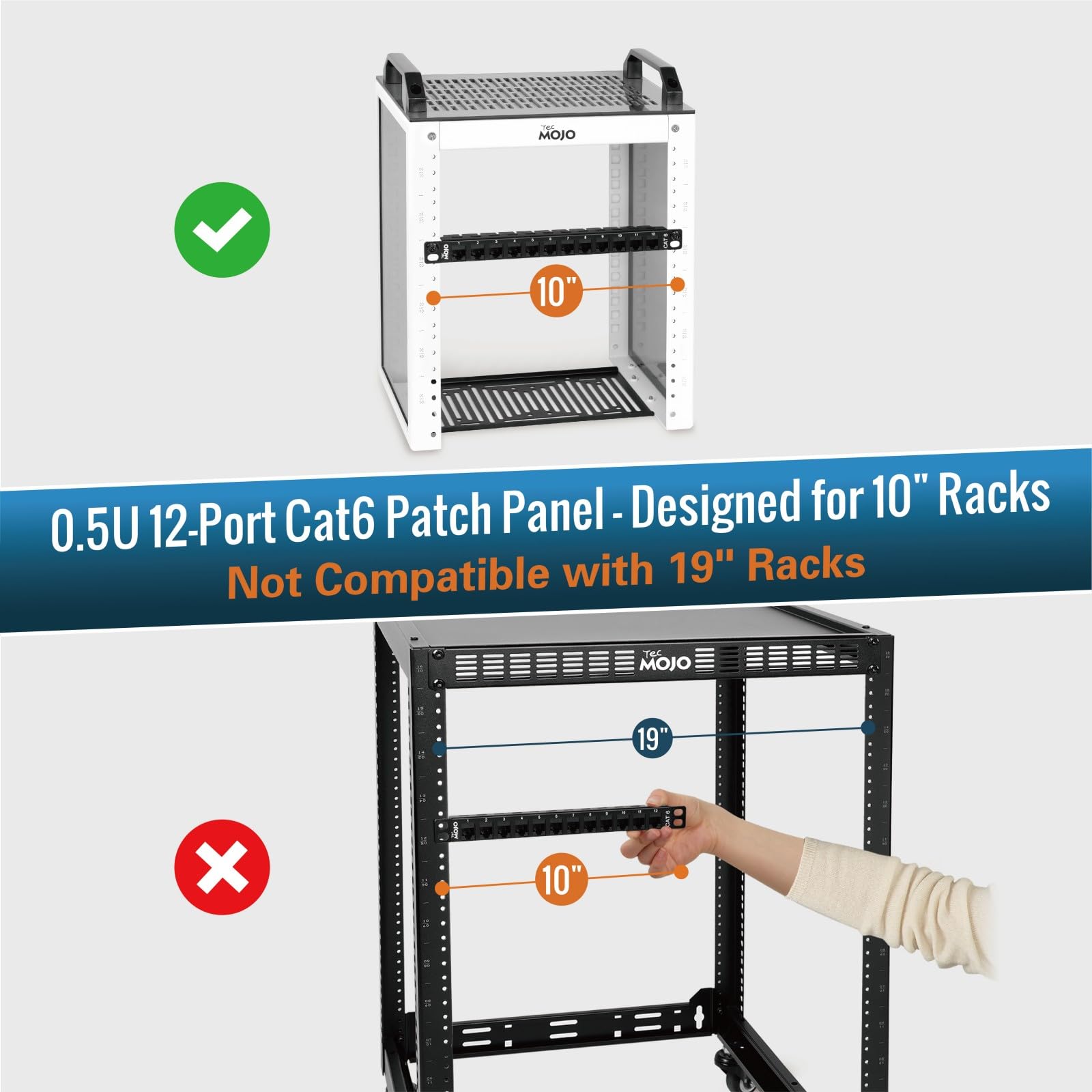 Amazon.com: Tecmojo 12-Port Cat6 Patch Panel, 0.5U Rack Mount
