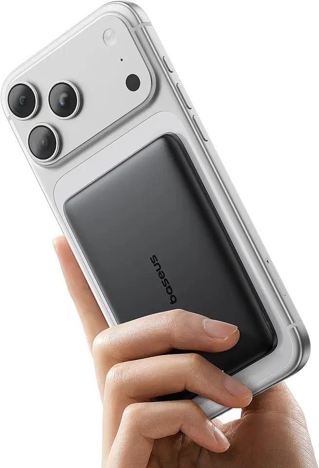 Power Bank Baseus Picogo, Bateria MagSafe de 5000 mAh, Carregador Portátil Sem Fio com Cabo USB-C para iPhone 17 Pro Max/17 Air/16/15/14/13/12 Preto