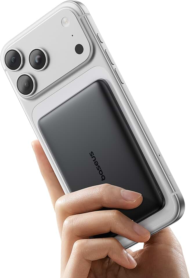 Power Bank Baseus Picogo, Bateria MagSafe de 5000 mAh, Carregador Portátil Sem Fio com Cabo USB-C para iPhone 17 Pro Max/17 Air/16/15/14/13/12 Preto