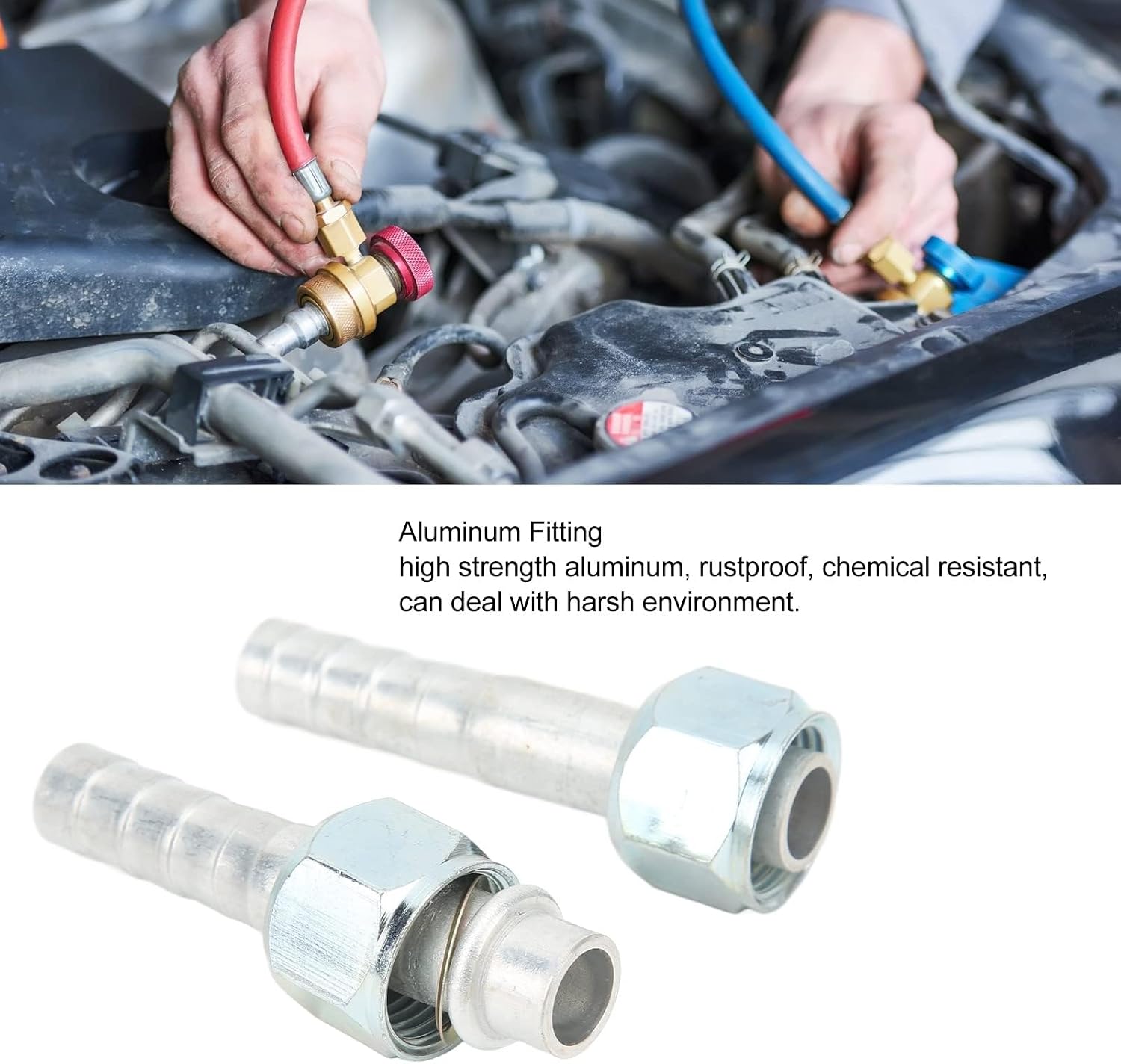 20PCS Strength Aluminum Straight Air Conditioning Hose Barb Fitting for Universal Car Truck Use, Rustproof Substance, Sealing, Lasting (5/8in)