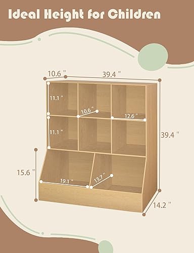 Miniatura 3 de DINZI LVJ Organizador de almacenamiento de juguetes, estantería para niños, armario de almacenamiento de juguetes de madera, estantería para niños