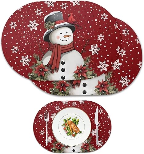 Miniatura 73 de Juego de 6 manteles individuales lavables para mesa de comedor, resistentes al calor, mesa de cocina, decoración del hogar, lavable, ovalada, de