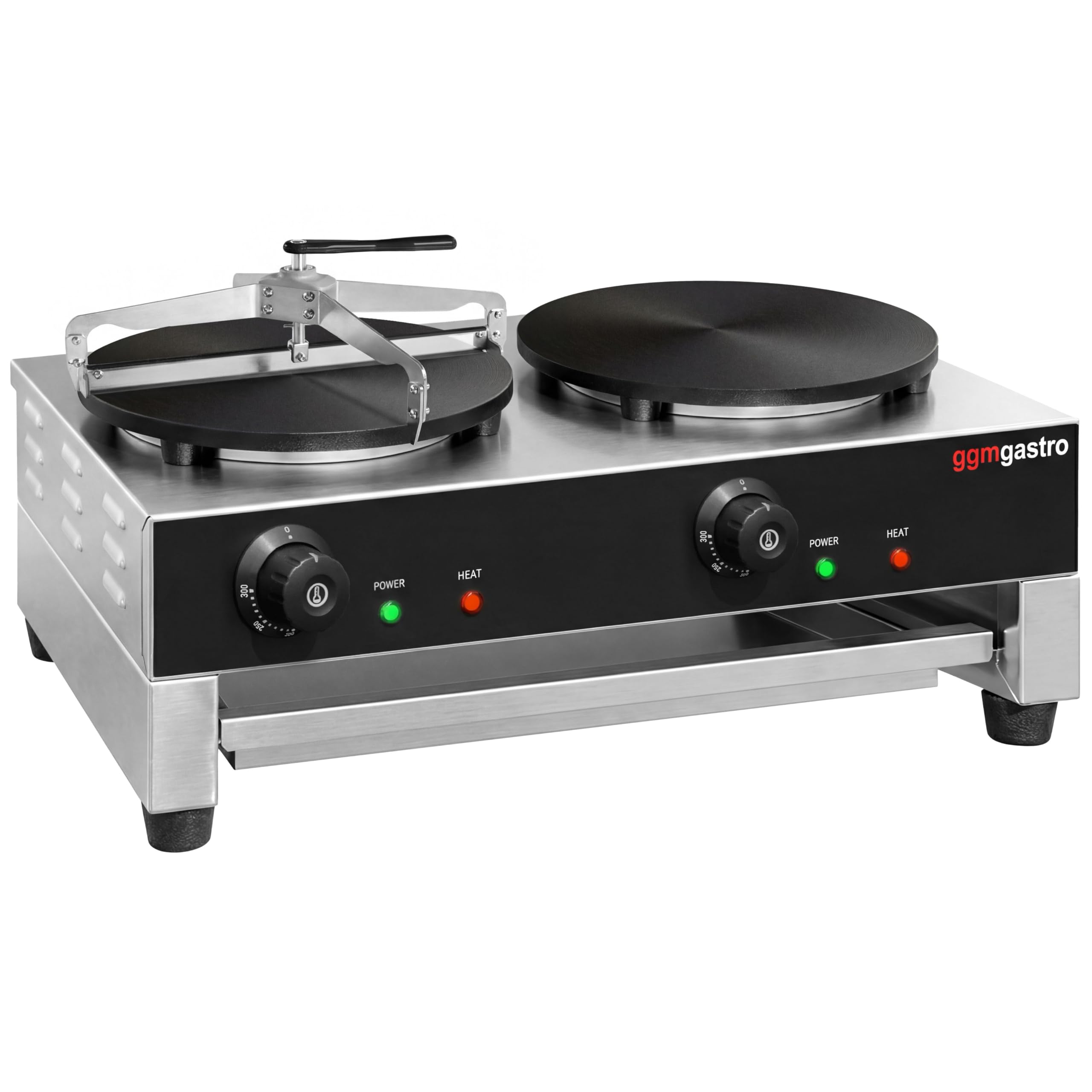 GGM Gastro | CGK40-2#CTVML4 | Crêpes-Gerät - mit 2 Platten - Ø 400mm inkl. Teigverteiler
