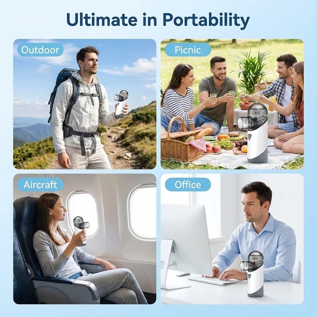 Inalatore economico per uso domestico: terapia con nebulizzatore silenzioso e autopulente con dimensione delle particelle regolabile, portatile e alimentato a batteria