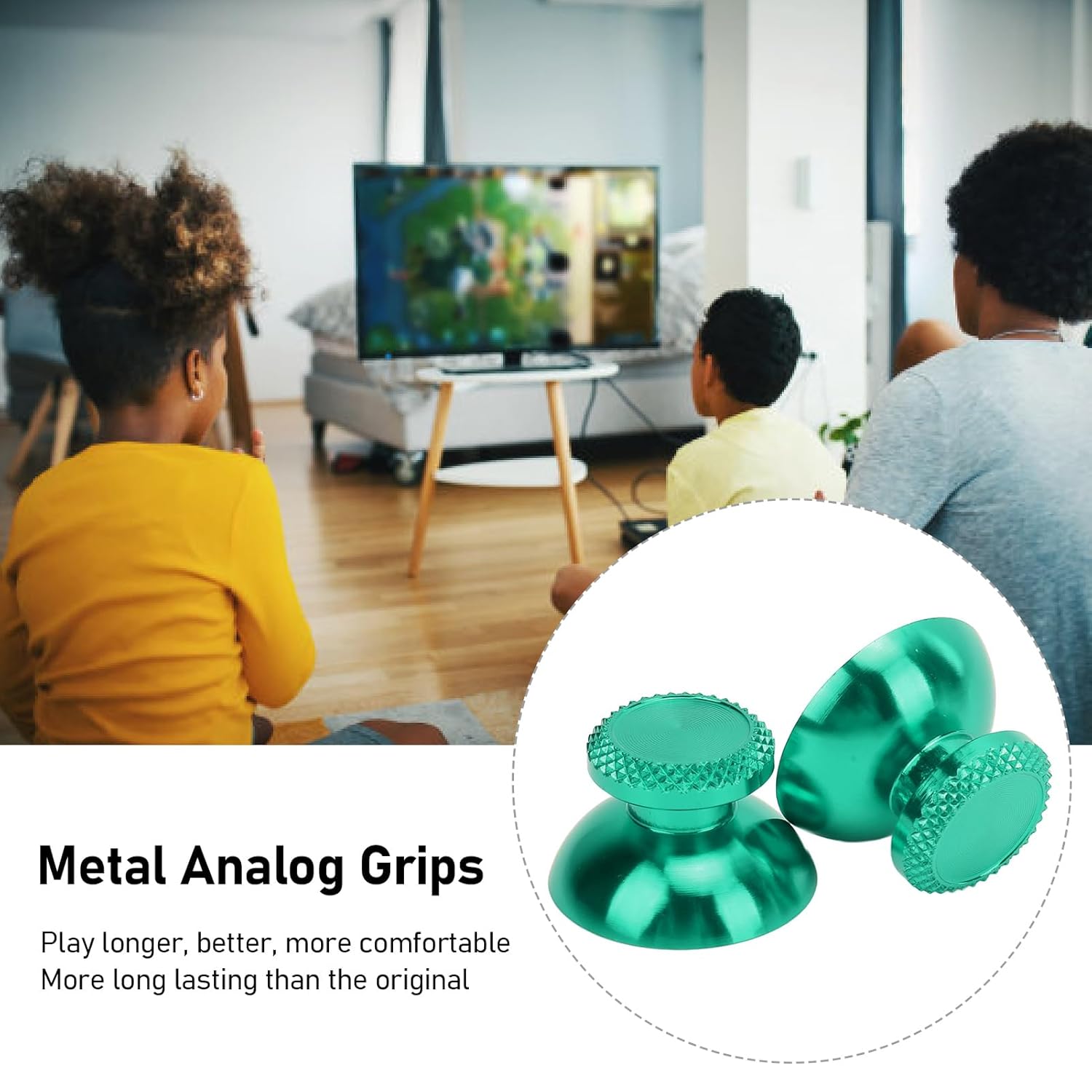 Custom Metal Thumbsticks for Game Controller, 2Pcs Replacement Aluminum Analog Stick Joystick, Handheld Game Controller Accessory Part (Green)