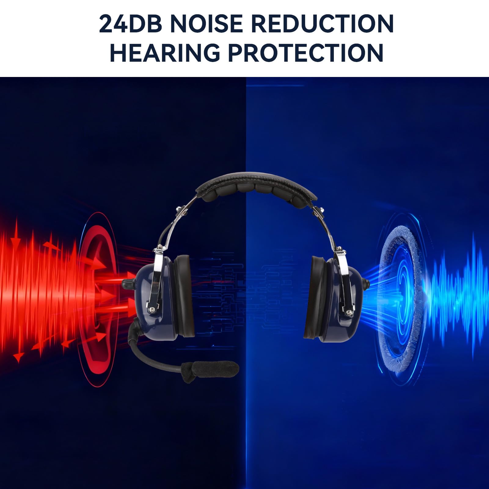 Casque d'Aviation Générale Double Prise - Pilote, Réduction de Bruit 3,5 Mm, Bandeau Réglable