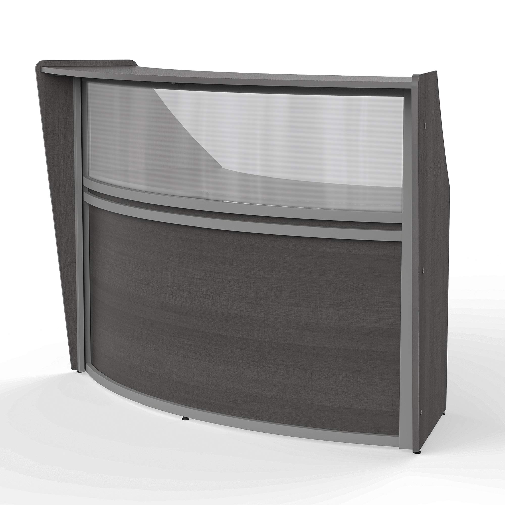 Linea Italia ZUD310ASH Curved Office Clear Panel | Easy to Assembly Single Unit Reception Desk Count