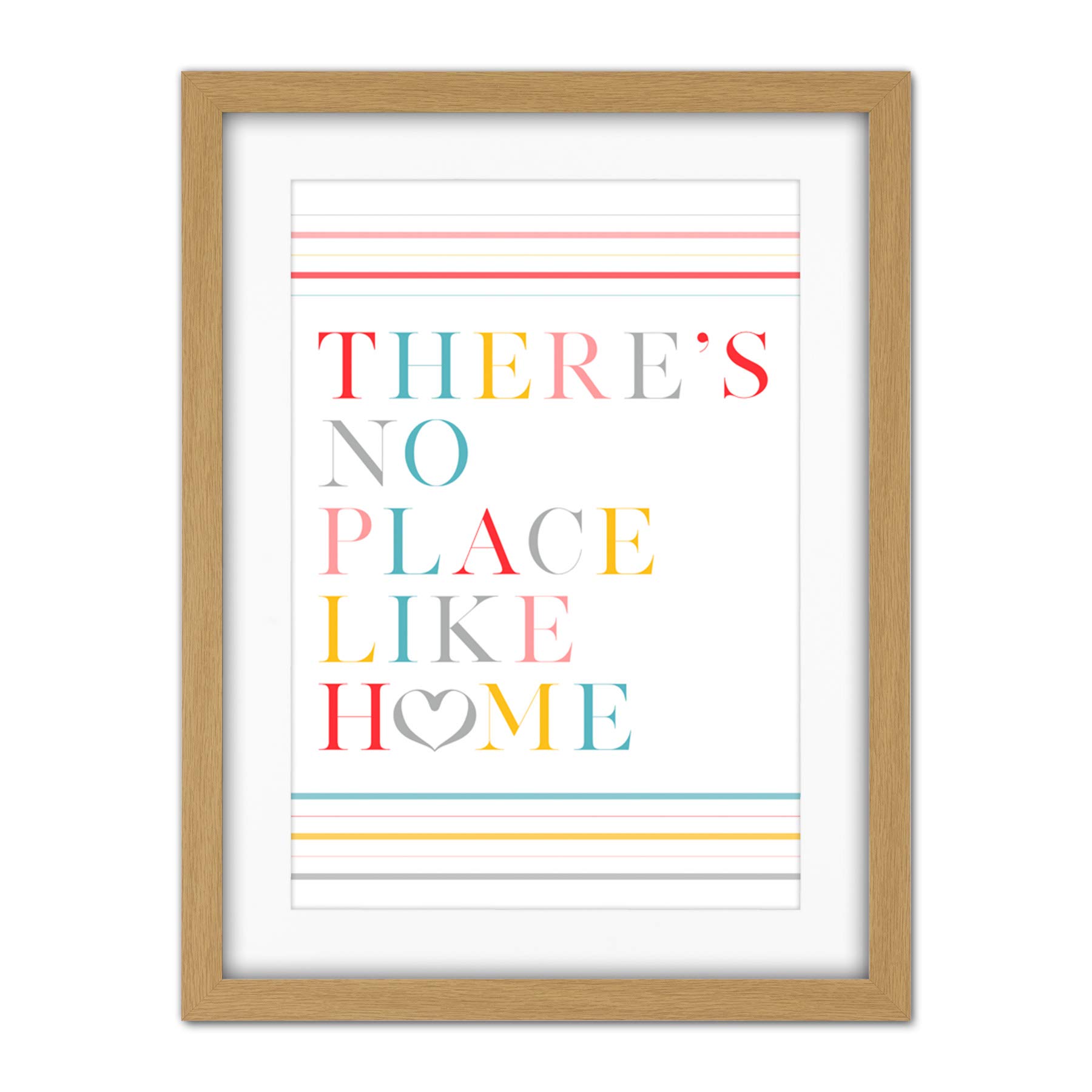 Wee Blue Coo No Place Like Home Love Heart Quote Artwork Framed Wall Art Print 18X24 Inch