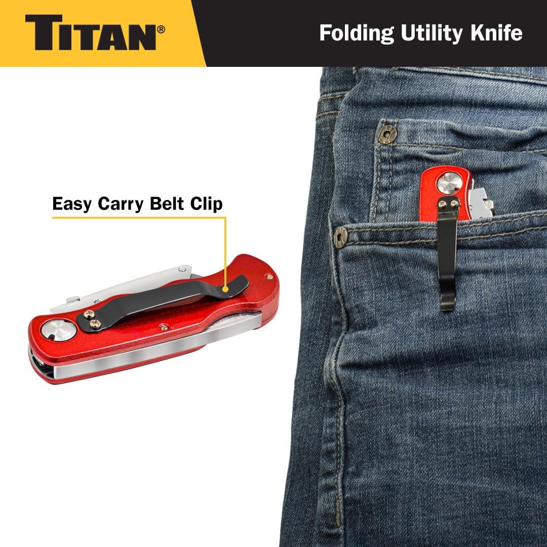 Titan 11015 Red Folding Pocket Utility Knife