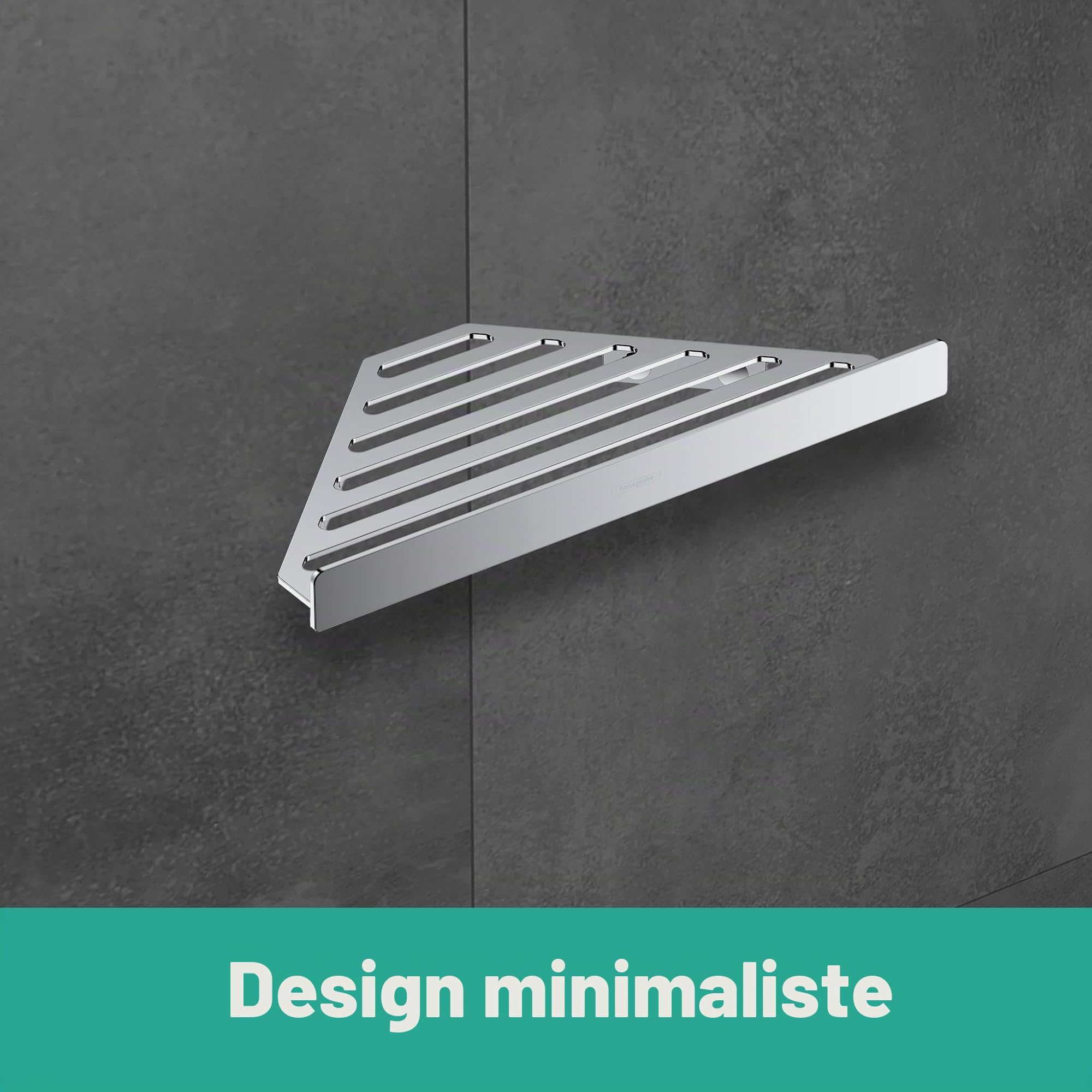 hansgrohe AddStoris - Tablette d'angle murale, Panier de douche, Étagère d'angle salle de bain, Étagère de douche d'angle, Porte-savon douche, Accessoires salle de bain, Chromé, 41741000