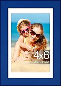 decorUhome 4x6 Picture Frame, Display Pictures 3.5x5 with Mat or 4x6 without Mat, Wall & Tabletop Display Photo Frame, Royal Blue, 1 Pack
