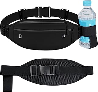 East Leaf ランニング ポーチ ウエストポーチ 揺れない 防水 スマホ 小物 収納 ジョギング ウォーキング 登山 旅行 イヤホン差込口付 黒