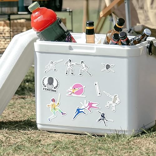 Miniatura 7 de Paquete de 50 calcomanías de esgrima para botellas de agua, vinilo impermeable, portátil, álbumes de recortes, equipaje, divertidos paquetes de