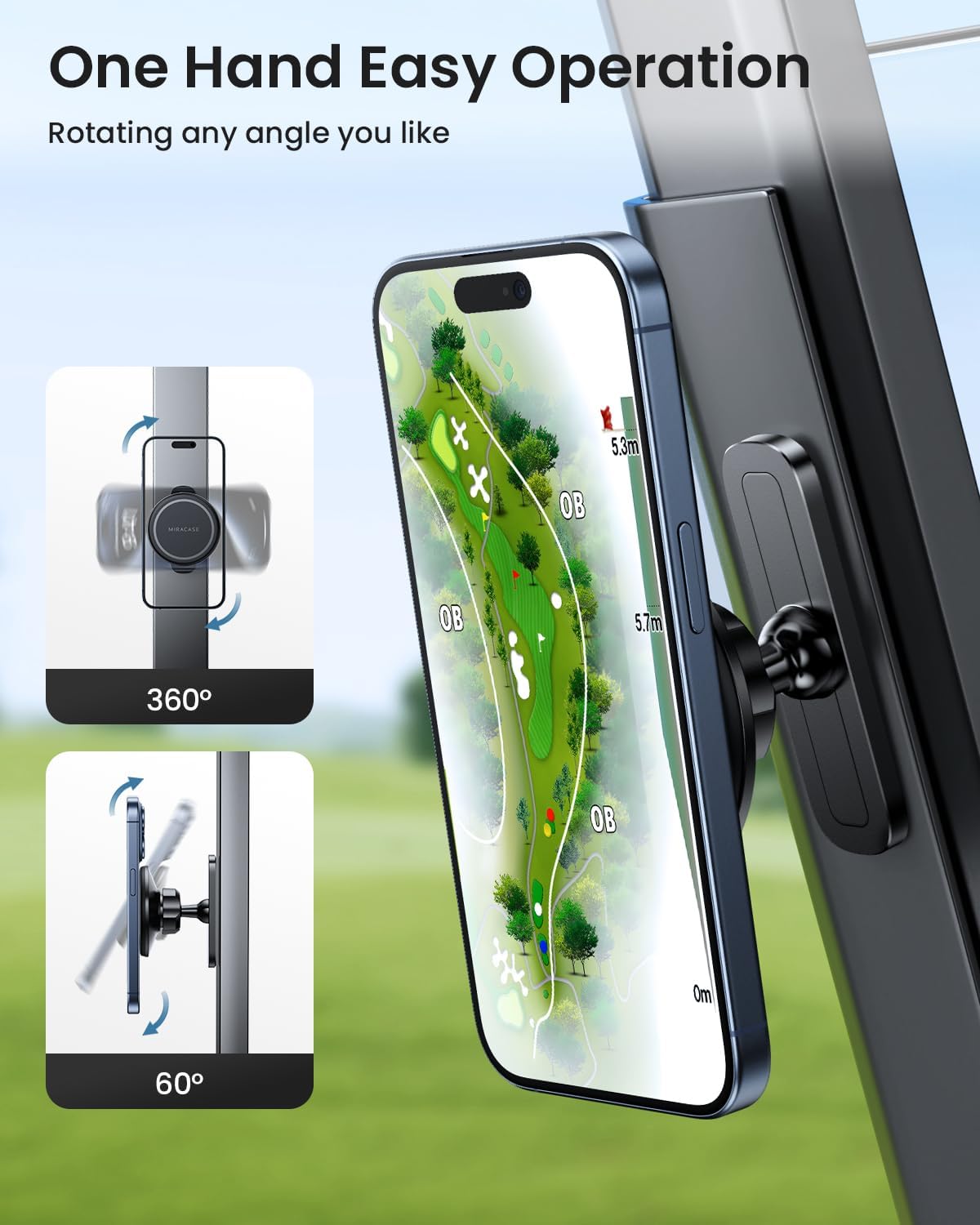 Miracase Magnetic Golf Cart, Gym Phone Holder, Strong Magnet Phone Mount Compatible with iPhone, Google Pixel Any Smartphone, Golf Cart Accessories Phone Caddy Gift for Friends
