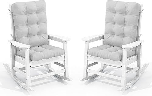 Miniatura 49 de SEWALL - Juego de 2 mecedoras de gran tamaño para exteriores, mecedoras de polietileno de alta densidad para adultos, mecedoras de patio para