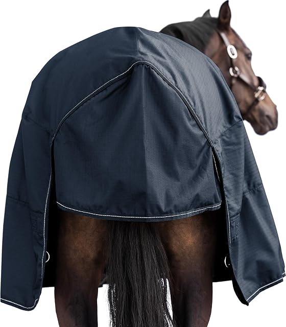 Foto 4 de 4 de Waldhausen Manta para exteriores Nordic de cuello alto, 200 g, color azul oscuro, 145 cm