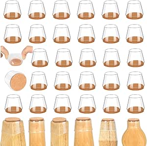 44 Pcs Chair Leg Floor Protectors - Large Clear Furniture Sliders Felt Pads For Hardwood Floors