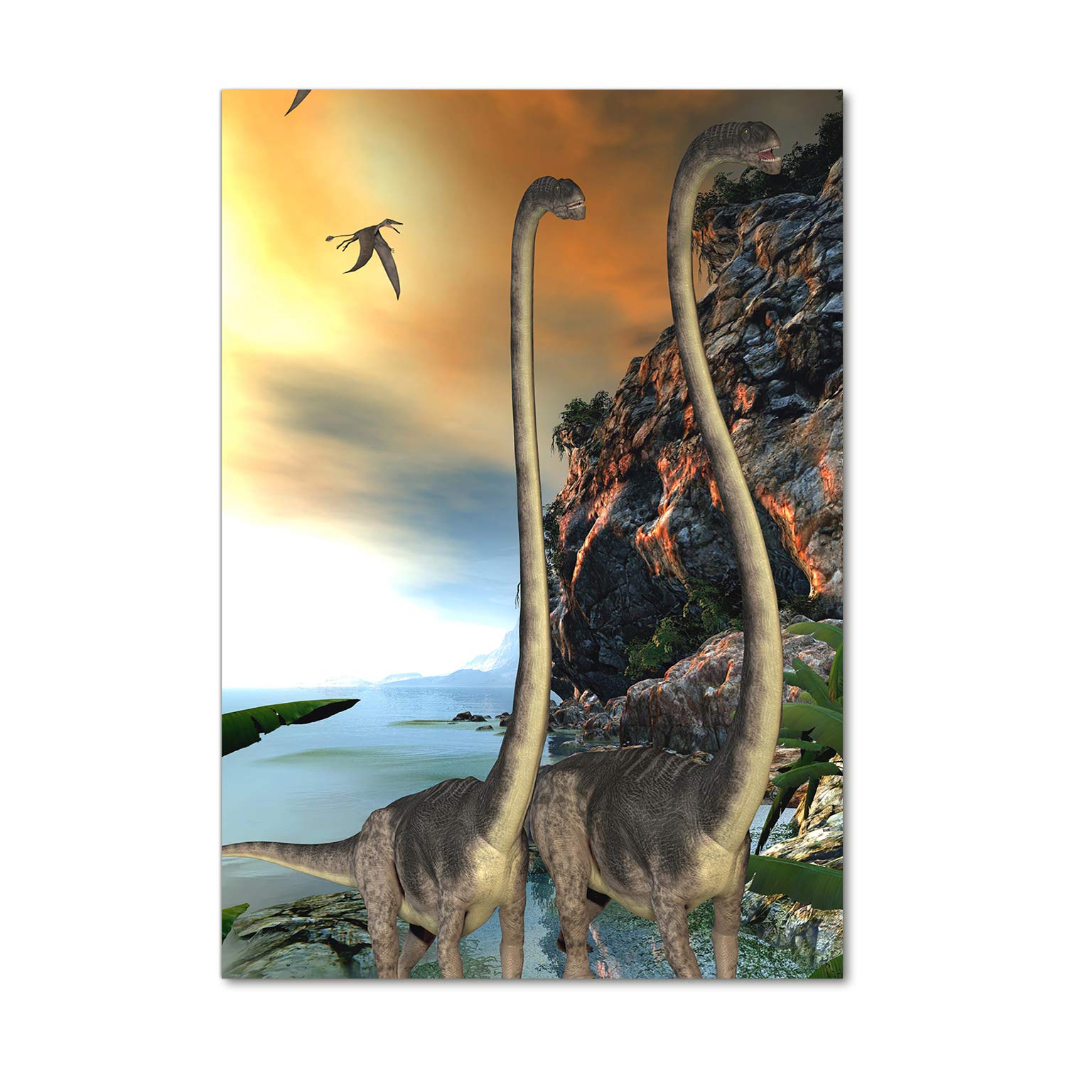 Tableaux pour la mur en verre acrylique Tulup 70x100 cm avec dinosaures multicolores