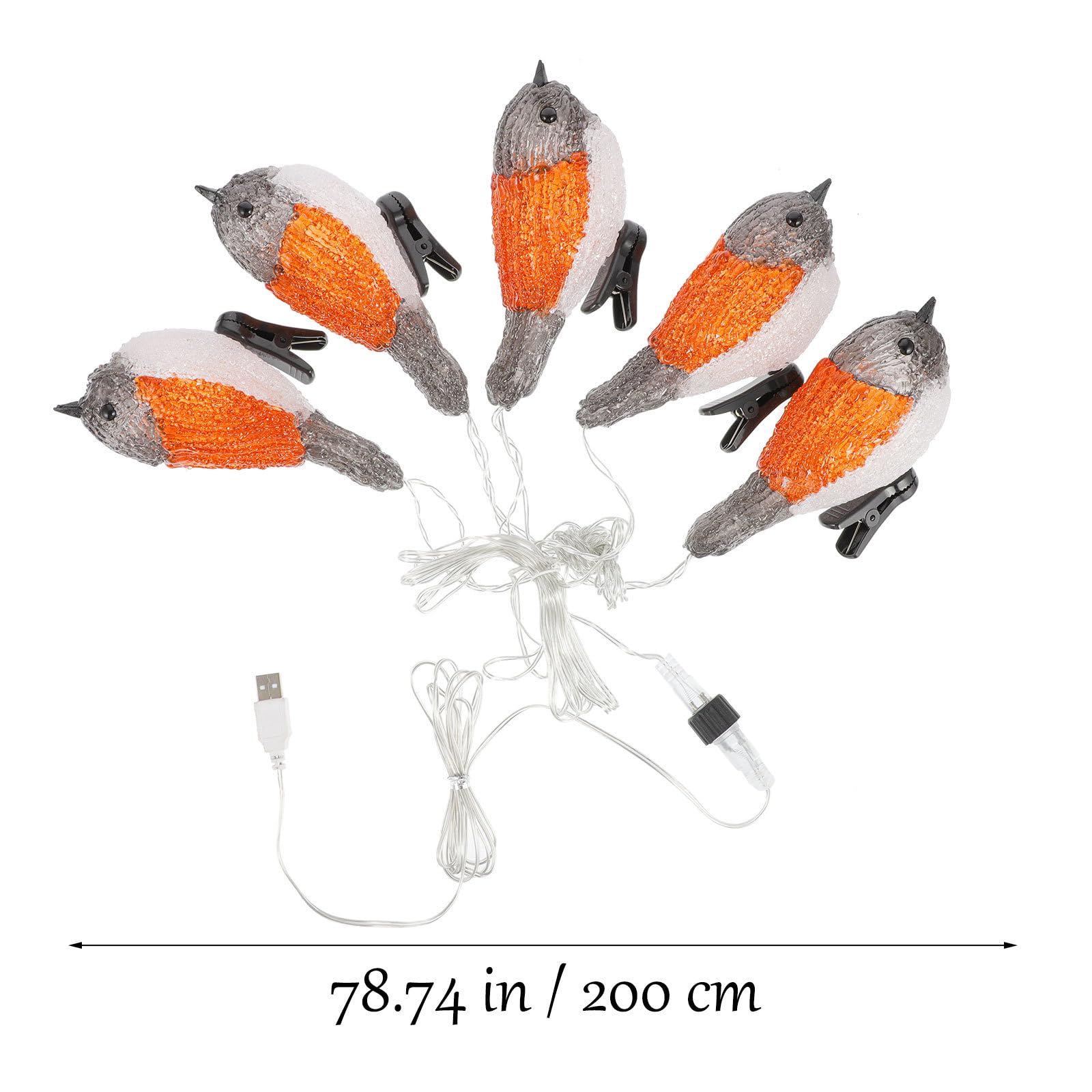Solar LED Lichterkette in Rotkehlchen Form für Balkon und Garten | Acryl Kunststoff in Weiß, Ip44 Schutzart, Niedriger Verbrauch bei Solarbetrieb