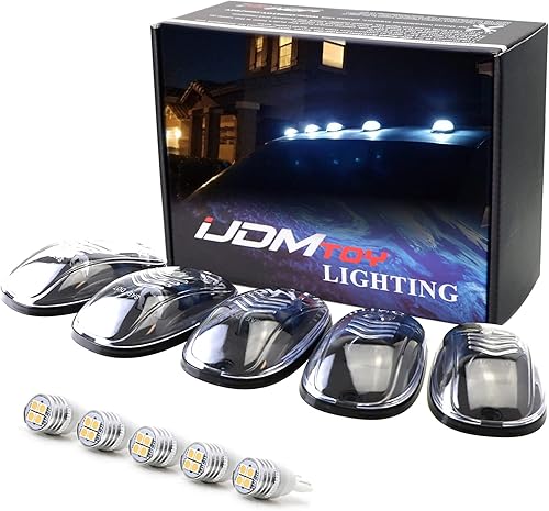 iJDMTOY Kit de montaje de luces LED blancas de lente transparente para techo de cabina compatible con DodgeRAM ChevroletGMC Ford Toyota Trucks,
