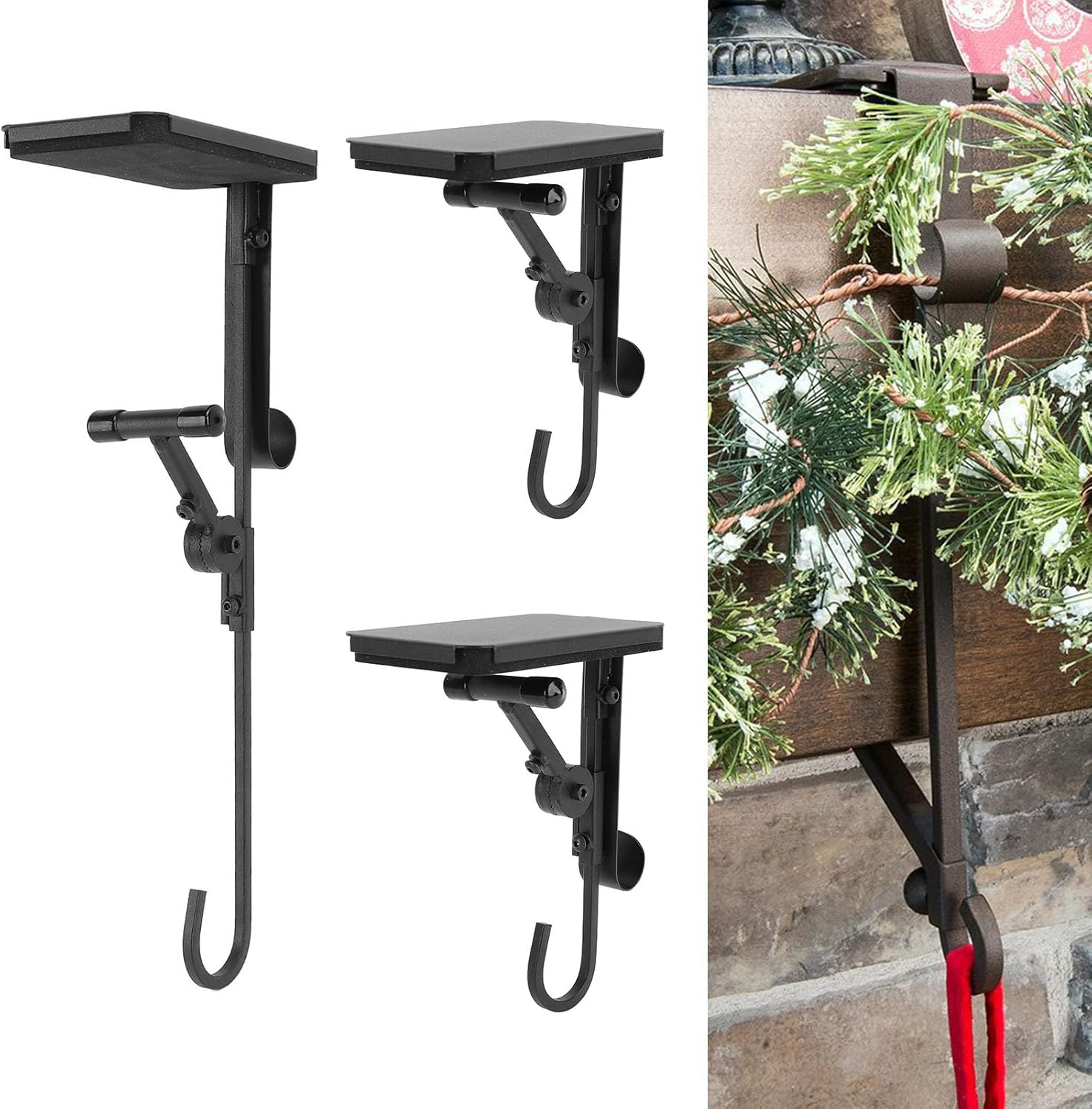 Fireplace Hanger Hooks, Multipurpose Lightweight Decorative Sturdy Support Metal Wreath Hook for Xmas Tree Fireplace Party Decoration Supplies