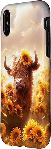 Miniatura 8 de Funda para iPhone 12 mini con diseño de vaca escocesa de las tierras altas y girasoles