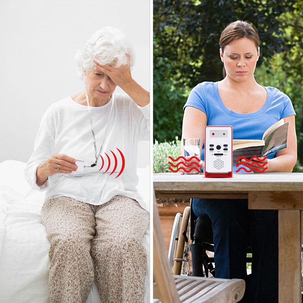InnoGear Caregiver Pager with Two Call Button for The Elderly Nurse Call Alert Patient Disabled