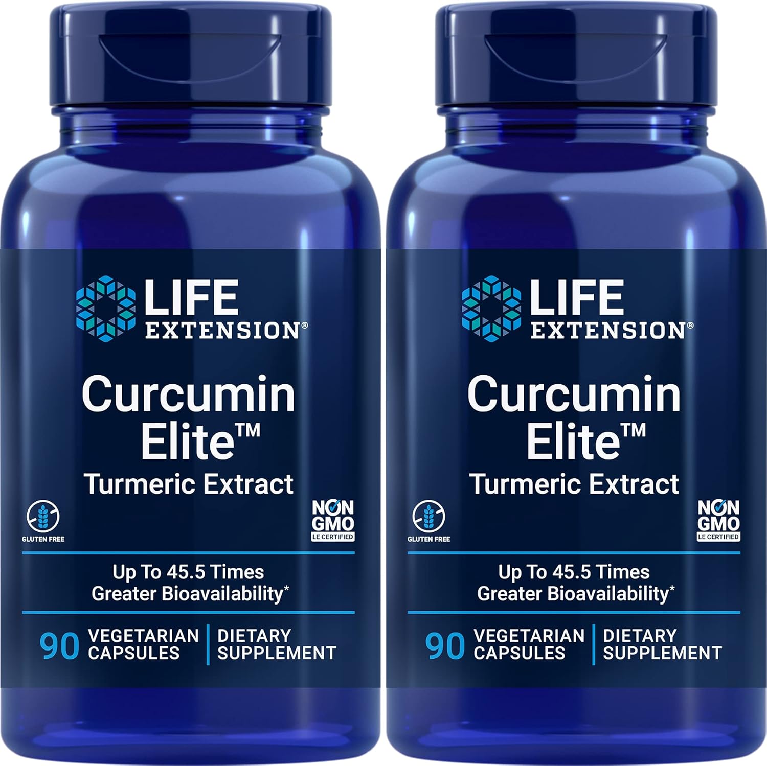 Life Extension Curcumin Elite Turmeric Extract, 90 Caps (Pack of 2)